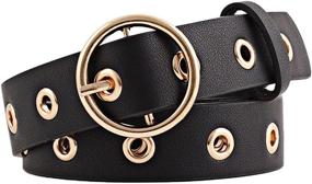 img 4 attached to 👗 Uxcell Grommet Studded Single Leather Women's Belt Accessories: Enhance Your Style with Sleek Elegance