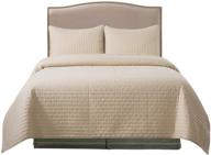 🛏️ soul & lane pure bliss beige 3-piece quilt set - king size with 2 shams, modern cotton bedspread logo