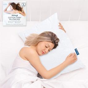 img 1 attached to 2 Pack Standard Size 20 x 26 Inch Waterproof Zippered Pillow Protector, Cotton Terry Encasement, White Pillow Case