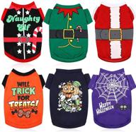 🐶 6-piece christmas dog clothes: festive printed shirts for pet santa elf costume, holiday outfits! ideal for dogs, cats, pets, cosplay, halloween & christmas! логотип