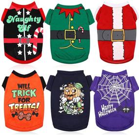 img 4 attached to 🐶 6-Piece Christmas Dog Clothes: Festive Printed Shirts for Pet Santa Elf Costume, Holiday Outfits! Ideal for Dogs, Cats, Pets, Cosplay, Halloween & Christmas!