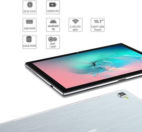 img 2 attached to 📱 10 Inch Android Tablet, WINNOVO, 3GB RAM, 64GB ROM, Octa Core 1.6Ghz Processor, 1920x1200 FHD IPS Display, 6000mAh Battery, 13MP Rear Camera, 5G WiFi, Bluetooth 5.0, GPS, Metal Body - Grey