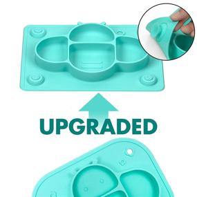 img 3 attached to 🐝 YIVEKO Divided Suction Plates for Babies, Silicone Baby Spoon and Fork Set for Toddlers, Suction Stick to Highchair Trays and Table, Kids Plates and Utensils in Bees Blue