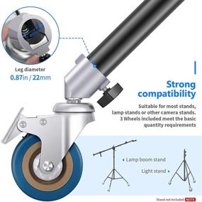 img 3 attached to 🎥 Neewer 3-Pack Swivel Caster Wheels Set - 22mm Diameter, Durable Iron Construction with Rubber Base - Compatible with Photography Light Stand for Studio Photo Video Shooting