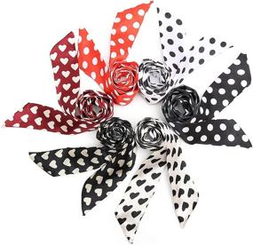 img 2 attached to Obosoyo 6pcs Fashion Bag Handbag Ribbon Scarf Neckerchief - Stylish Package Band, Hair & Head Decoration