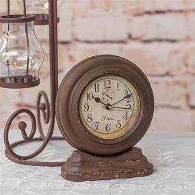 img 3 attached to 🕰️ The Country House Collection Small French Pedestal Aged Brown 6 x 5 Wooden Table Top Analog Clock: Timelessly Charming Décor Piece