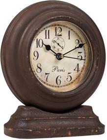 img 4 attached to 🕰️ The Country House Collection Small French Pedestal Aged Brown 6 x 5 Wooden Table Top Analog Clock: Timelessly Charming Décor Piece
