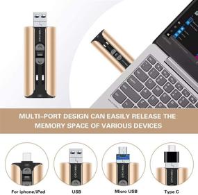 img 3 attached to 💾 256GB High-Speed USB Flash Drive for iPhone | Thumb Drive Memory Stick, Photo Stick External Storage for iPhone/iPad/Android/PC (Gold)