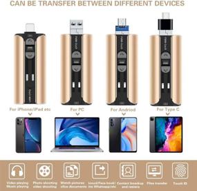 img 2 attached to 💾 256GB High-Speed USB Flash Drive for iPhone | Thumb Drive Memory Stick, Photo Stick External Storage for iPhone/iPad/Android/PC (Gold)