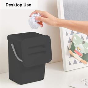 img 3 attached to Compact Mini Countertop Trash Can - LALSTAR Small Garbage Can with Lid for Desk/Office/Dorm, 3L/0.8 Gal, Black