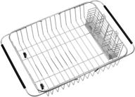 sanno large dish drying rack with stainless steel utensil holder - expandable drainer shelf for sink or counter - rustproof stainless steel dish rack drainage system логотип