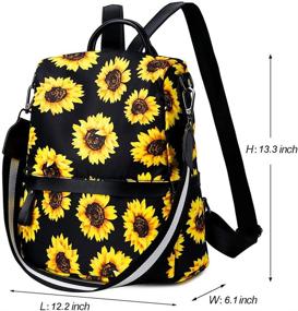 img 3 attached to 🎒 Water-Resistant Lightweight Womens Backpack Purse with Anti-Theft Features – Sunflower Design, Perfect Gift for Ladies