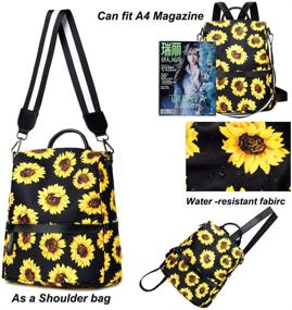 img 2 attached to 🎒 Water-Resistant Lightweight Womens Backpack Purse with Anti-Theft Features – Sunflower Design, Perfect Gift for Ladies