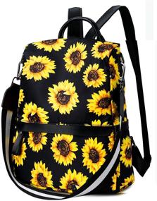 img 1 attached to 🎒 Water-Resistant Lightweight Womens Backpack Purse with Anti-Theft Features – Sunflower Design, Perfect Gift for Ladies