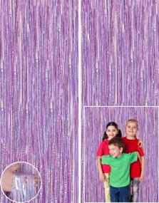 img 4 attached to 🎉 Purple Foil Fringe Curtain Backdrop (2 Pack) - 9.8 x 3.3 ft Photo Booth Backdrop Curtain for Parties - Tinsel Curtain Fringe Backdrop Party Decorations for Birthday, Wedding, or Bachelorette Party