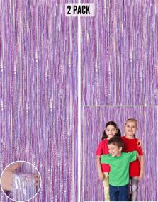 img 2 attached to 🎉 Purple Foil Fringe Curtain Backdrop (2 Pack) - 9.8 x 3.3 ft Photo Booth Backdrop Curtain for Parties - Tinsel Curtain Fringe Backdrop Party Decorations for Birthday, Wedding, or Bachelorette Party