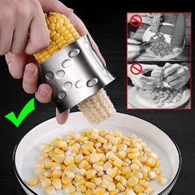 img 1 attached to 🌽 Corn Cob Stripper Tool - Premium Stainless Steel Cutter for Effortless Corn Peeling in Home & Kitchen