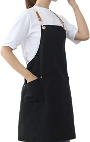 img 4 attached to Water-Resistant Adjustable Cross Back Aprons with Pockets for Men and Women