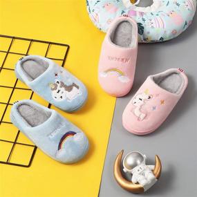 img 2 attached to 🦄 Unicorn Winter Kids Slippers: Cozy Rubber Sole Footwear for Boys and Girls!