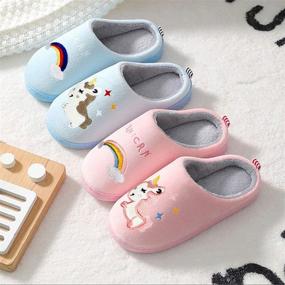 img 3 attached to 🦄 Unicorn Winter Kids Slippers: Cozy Rubber Sole Footwear for Boys and Girls!