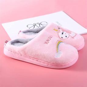 img 1 attached to 🦄 Unicorn Winter Kids Slippers: Cozy Rubber Sole Footwear for Boys and Girls!