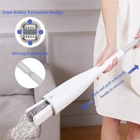 img 1 attached to 🧽 Qiwip Sponge Mop: Hands-Free Self Wringer for All Floors, Retractable Minimalist Design, Always-Soft Head with Silicone Oil