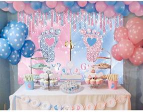 img 1 attached to 👶 Maijoeyy Little Feet Gender Reveal Backdrop: Boy or Girl Decorations & Party Supplies with Glittery Pink & Blue 7x5ft Backdrop