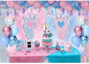 img 2 attached to 👶 Maijoeyy Little Feet Gender Reveal Backdrop: Boy or Girl Decorations & Party Supplies with Glittery Pink & Blue 7x5ft Backdrop