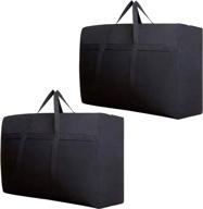 waterproof moving storage bags - extra large, sturdy, foldable, and resistant with zippers. reusable bags for move, travel, college, shopping, and home storage. pack of 2 in black. логотип