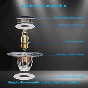 img 1 attached to 🚰 QYHNYJF Bathroom Sink Stopper - Universal Chrome Plated Push-Type Bounce Core, Anti Clogging Sink Strainer for U.S. Standard Drain Holes - Bathtub Drain Plug with Filter Basket (1.1-1.32 in)