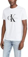 stylish calvin klein sleeve monogram t-shirt for men: premium clothing collection logo