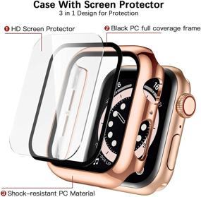 img 3 attached to Чехол для Apple Watch GEAK 38мм - полноэкранный жесткий бампер из ПК, защитный чехол 4 шт черный/прозрачный/розовое золото/серебристый - совместим с iWatch SE, серия 3/2/1 для женщин и мужчин