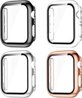 geak apple watch case 38mm - full coverage hard pc bumper protective cover 4 pack black/clear/rose gold/silver - compatible with iwatch se, series 3/2/1 for women and men logo