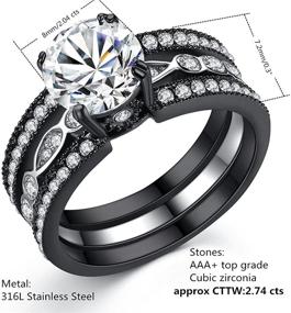 img 3 attached to 💍 Stylish MABELLA Black Titanium Couple Rings: CZ Stainless Steel Wedding Sets for Men and Women