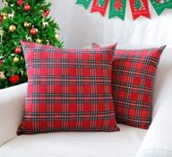 🎄 набор из 2 чехлов на подушки в шотландскую клетку для рождественского праздника - декор для загородного дома в красном и зеленом цветах, размером 18 x 18 дюймов. логотип