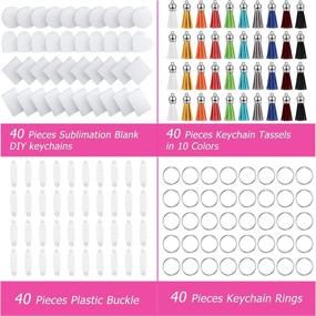 img 3 attached to 🔑 120 Sublimation Blank Heat Transfer Keychain Kit for DIY Art Crafts with 40 MDF Double-Sided Blanks, 40 Leather Tassels, and 40 Keychain Rings - Heart, Circle, Rhombus, Rectangle Shapes Included