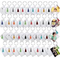 🔑 120 sublimation blank heat transfer keychain kit for diy art crafts with 40 mdf double-sided blanks, 40 leather tassels, and 40 keychain rings - heart, circle, rhombus, rectangle shapes included logo