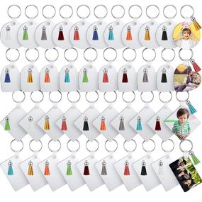 img 4 attached to 🔑 120 Sublimation Blank Heat Transfer Keychain Kit for DIY Art Crafts with 40 MDF Double-Sided Blanks, 40 Leather Tassels, and 40 Keychain Rings - Heart, Circle, Rhombus, Rectangle Shapes Included