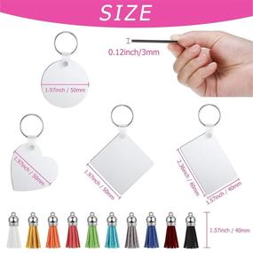 img 2 attached to 🔑 120 Sublimation Blank Heat Transfer Keychain Kit for DIY Art Crafts with 40 MDF Double-Sided Blanks, 40 Leather Tassels, and 40 Keychain Rings - Heart, Circle, Rhombus, Rectangle Shapes Included