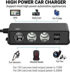 img 1 attached to Qidoe 12V/24V Car Charger Splitter: 200W, 3 Sockets, 4 Ports, Cigarette 🚗 Lighter Function, QC 3.0 & 18W USB C Outlets, LED Voltmeter, Power Switch Adapter