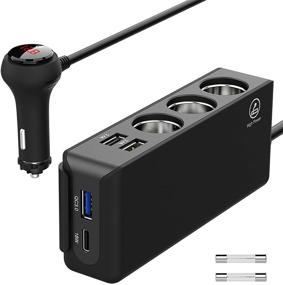 img 4 attached to Qidoe 12V/24V Car Charger Splitter: 200W, 3 Sockets, 4 Ports, Cigarette 🚗 Lighter Function, QC 3.0 & 18W USB C Outlets, LED Voltmeter, Power Switch Adapter