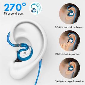 img 3 attached to 🎧 JAAMIRA Sports Wired Earbuds with Microphone, Volume Control, Bass & Noise Cancelling - Over Ear Headphones with 3.5mm Jack for Android Phone, iPhone, Computer, Gaming, Workout - IPX4 Blue