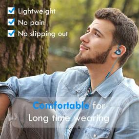 img 2 attached to 🎧 JAAMIRA Sports Wired Earbuds with Microphone, Volume Control, Bass & Noise Cancelling - Over Ear Headphones with 3.5mm Jack for Android Phone, iPhone, Computer, Gaming, Workout - IPX4 Blue