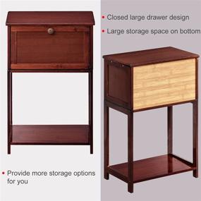 img 2 attached to 🎍 Bamboo 2-Tier Nightstand with Drawer: Modern Storage Cabinet for Bedrooms, Home, Office & College Dorms