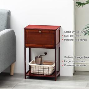 img 3 attached to 🎍 Bamboo 2-Tier Nightstand with Drawer: Modern Storage Cabinet for Bedrooms, Home, Office & College Dorms