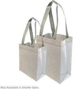 img 1 attached to 🎁 12 Pcs. Reusable Glitter Gift Bags: Metallic Silver Favor Bags for Birthdays, Weddings, Holidays, and More - Medium-Small Size (8x4x10")