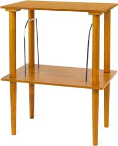 img 3 attached to 🎵 Oak Wooden Music Center Stand with Victrola Record Holder Shelf