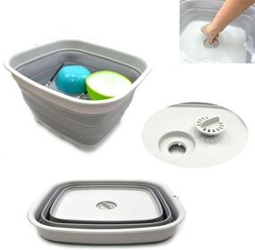 img 3 attached to SAMMART 15L Collapsible Dishpan - Portable with Draining Plug - Foldable 🧺 Washing Basin - Space Saver Kitchen Storage Tray - Grey - 3.9 Gallon