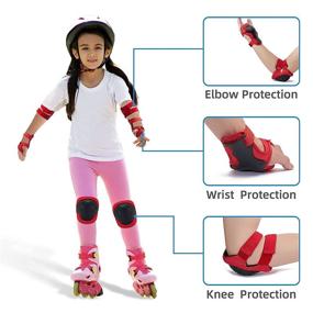 img 1 attached to 🧒 XIZECK Kids Protective Gear Set: Knee Pads, Elbow Pads, and Helmet Combo for Outdoor Sports Activities, Suitable for Boys and Girls Ages 3-8. Ideal for Bicycles, Skateboards, Skiing, Scooters, Skating, Inline Skating, and More (Red)