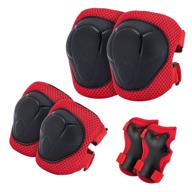 🧒 xizeck kids protective gear set: knee pads, elbow pads, and helmet combo for outdoor sports activities, suitable for boys and girls ages 3-8. ideal for bicycles, skateboards, skiing, scooters, skating, inline skating, and more (red) logo